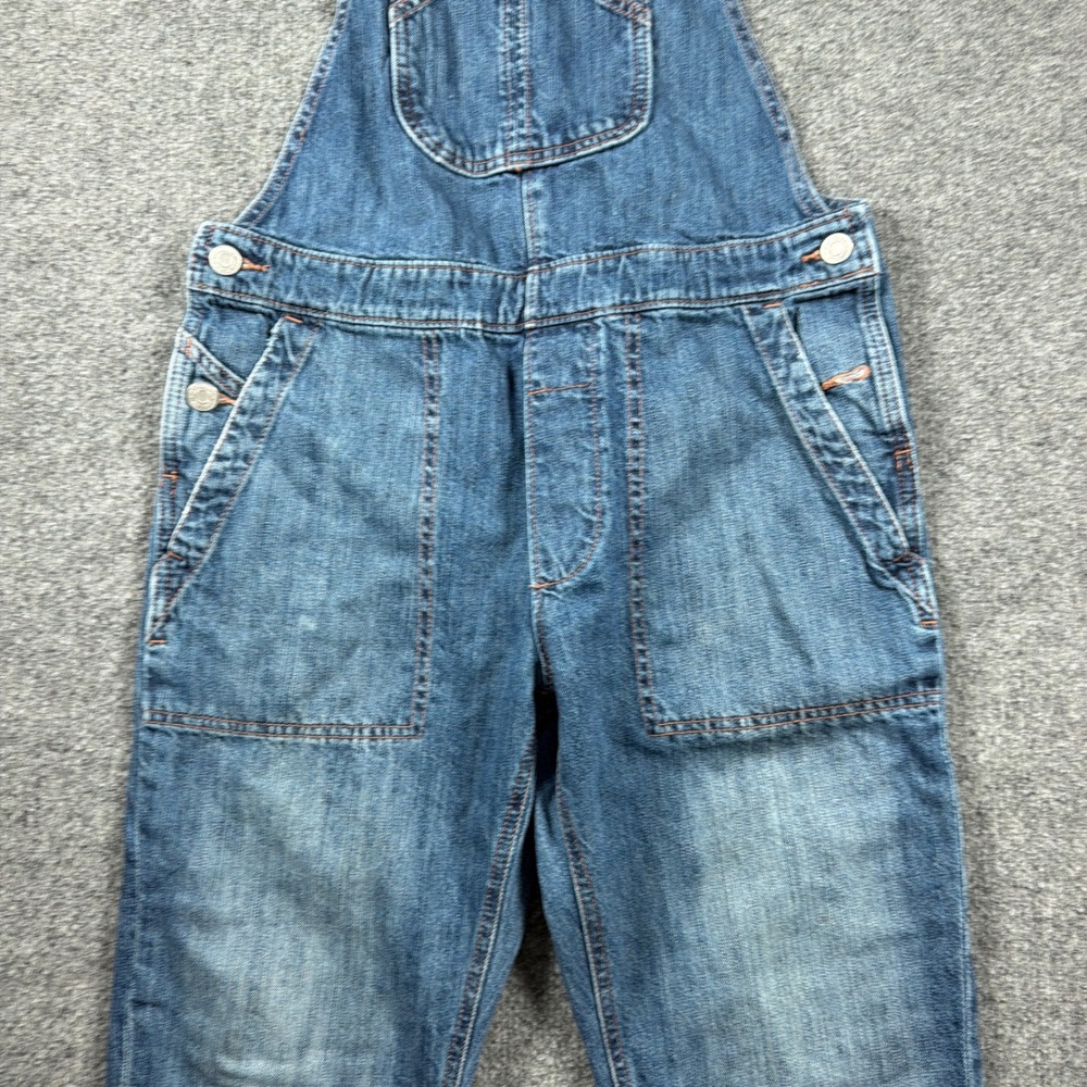 Gap Cropped Slouch Overalls Womens XS Medium Indigo Blue Denim Bib Adjustable - Picture 3 of 15